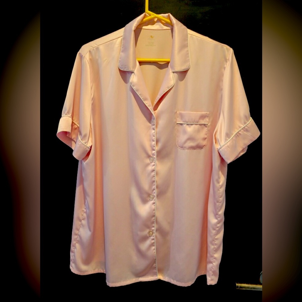 2 Piece Pink Satin PJ Set